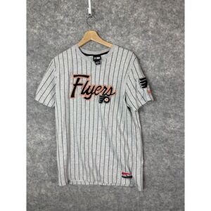 Philadelphia Flyers T-shirt Medium Pinstripe Throwback Hockey NHL New Era Gray